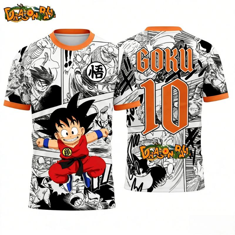 2026 Summer Dragon Ball Oversized T-shirt High Quality 3D Print Kid Goku & Classic Character Manga Panel Unisex Retro Y2K Tee