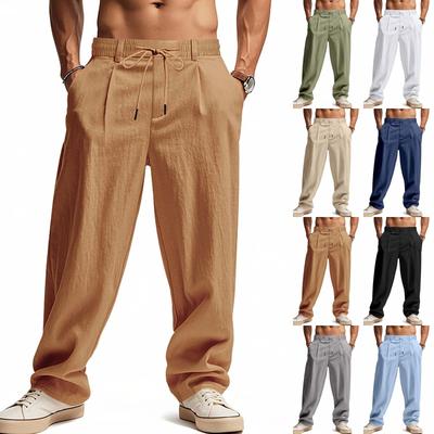 Men's Loose Linen Casual Minimalist Trendy Wide Leg Beach Sports Pants