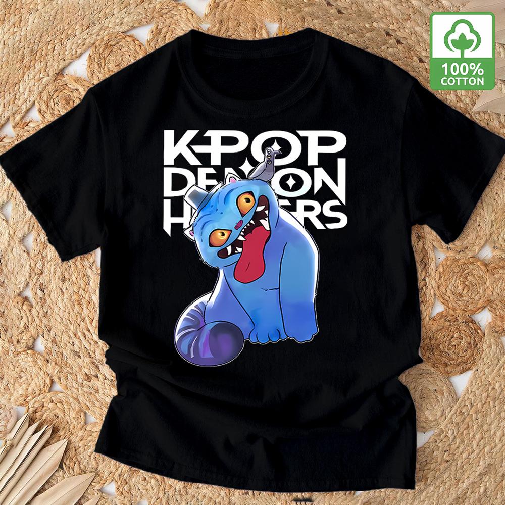 Kpop Demon Hunter Tshirt Summer New HD Tiger Print Pure Cotton Breathable Tshirt for Men and Women Round Neck Casual Soft Top