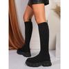 Women's Autumn and Winter New Large Size Women's Boots Mid-barrel Elastic Flying Woven Socks Boots Muffin Platform Martin Boots