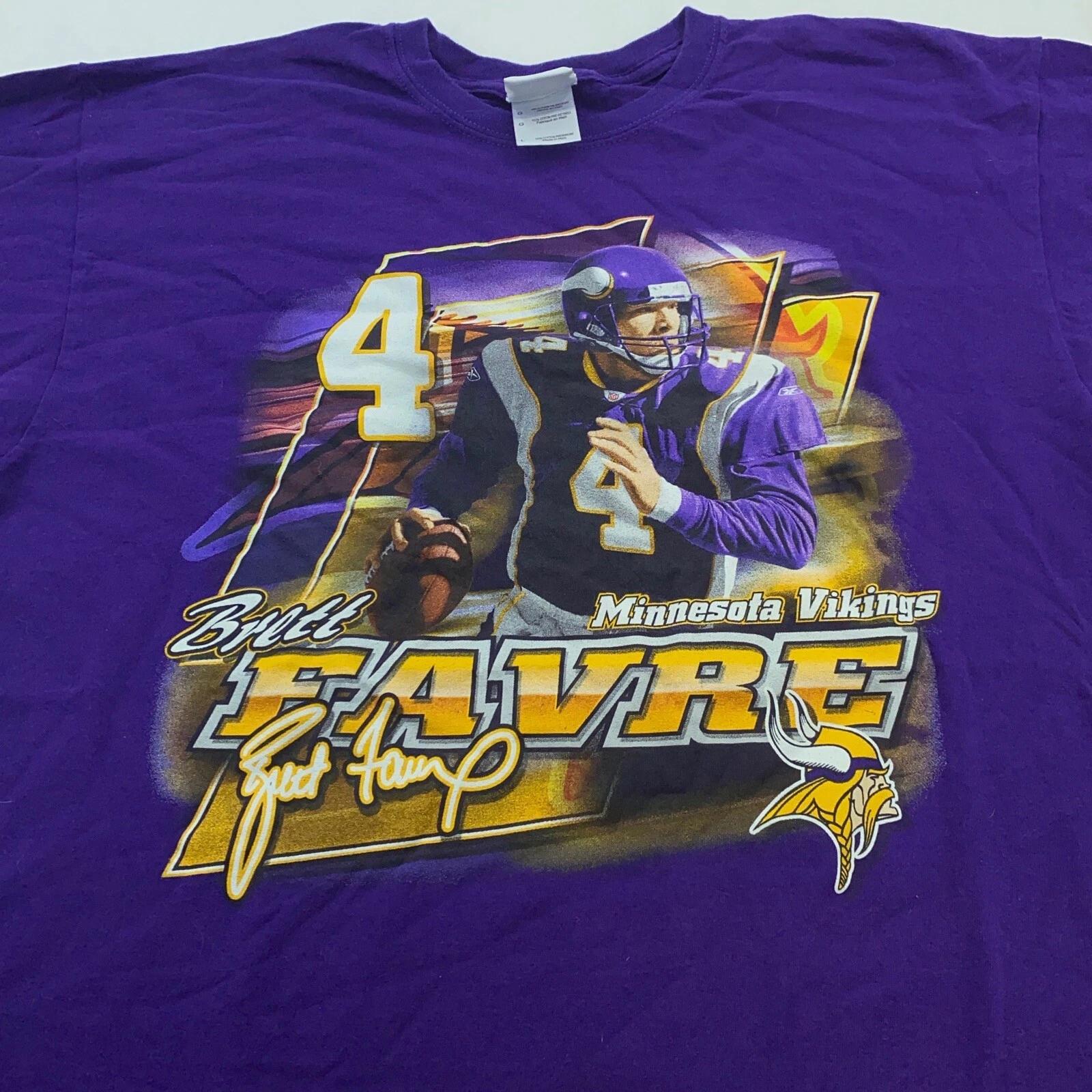 vintage MINNESOTA VIKINGS BRETT FAVRE #4 T-Shirt LARGE football NFL soft S