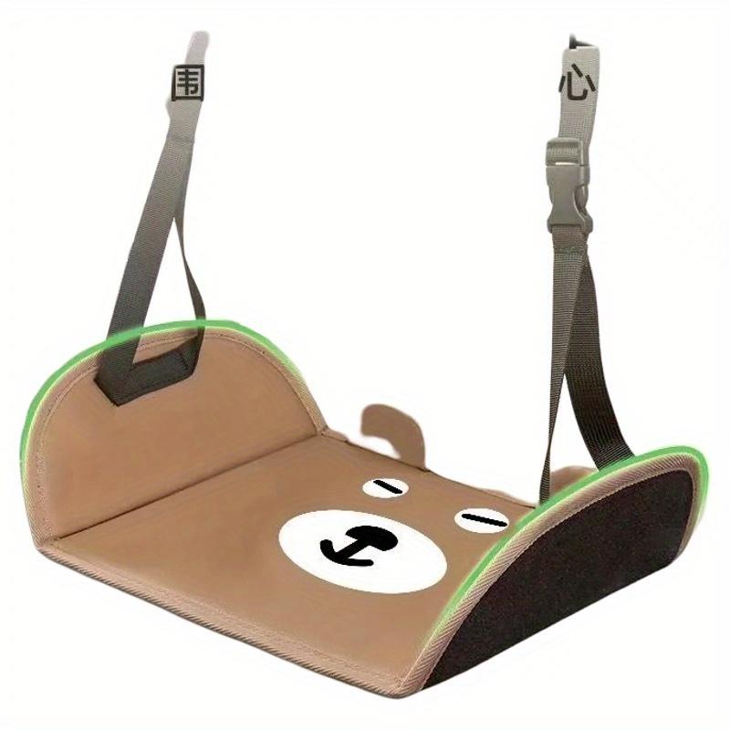 Portable Car Seat Footrest, Cartoon Bear Shape | Adjustable Foot Mat, Faux Leather, Coffee Color, Enhances Comfort and Style, Fits Most Vehicles