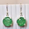 Beautiful Natural Green Emerald 62Ct CERTIFIED Round Earring 925 Sterling Silver MY.ER-40-NS
