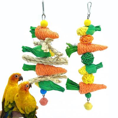 Papagei Kauen Zähne Schleifen Vogelspielzeug Hamster Kaninchen Spielzeug Vögel Schaukel Käfig Hängezubehör Handgewebt Karotte Mais Rebe Ball Spielzeug