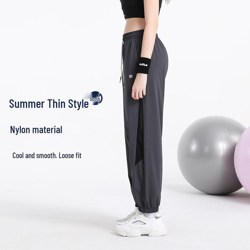 

Women s Plus Size Summer Ice Silk Harem Yoga Pants with Mesh Details 2XL