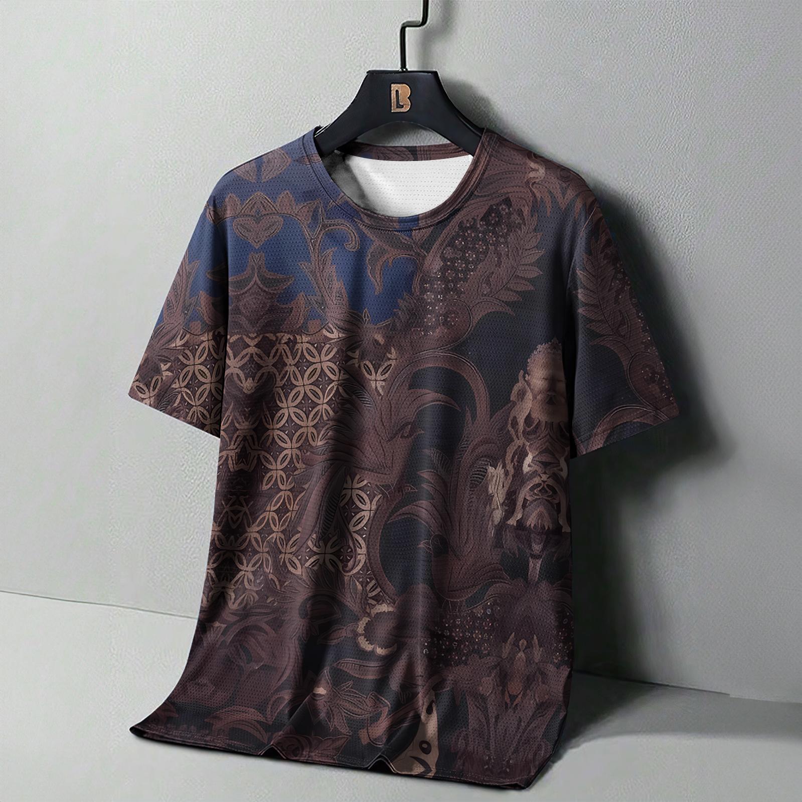 

Винтажная мужская футболка с этническим принтом, повседневная летняя уличная одежда с короткими рукавами и круглым вырезом, мужская свободная толстовка, дышащая мужская одежда 6XL