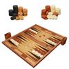 Inlaid Backgammon Western Land War Chess Set Classic Strategy Board Game With Acrylic Wooden Playing Pieces Dice Cups 11-17 Inch