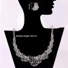 Graceful 2Pcs White CZ Zircon Necklace Set Brides High Quality Fine Jewelry Women  Wedding Engagement Accessory