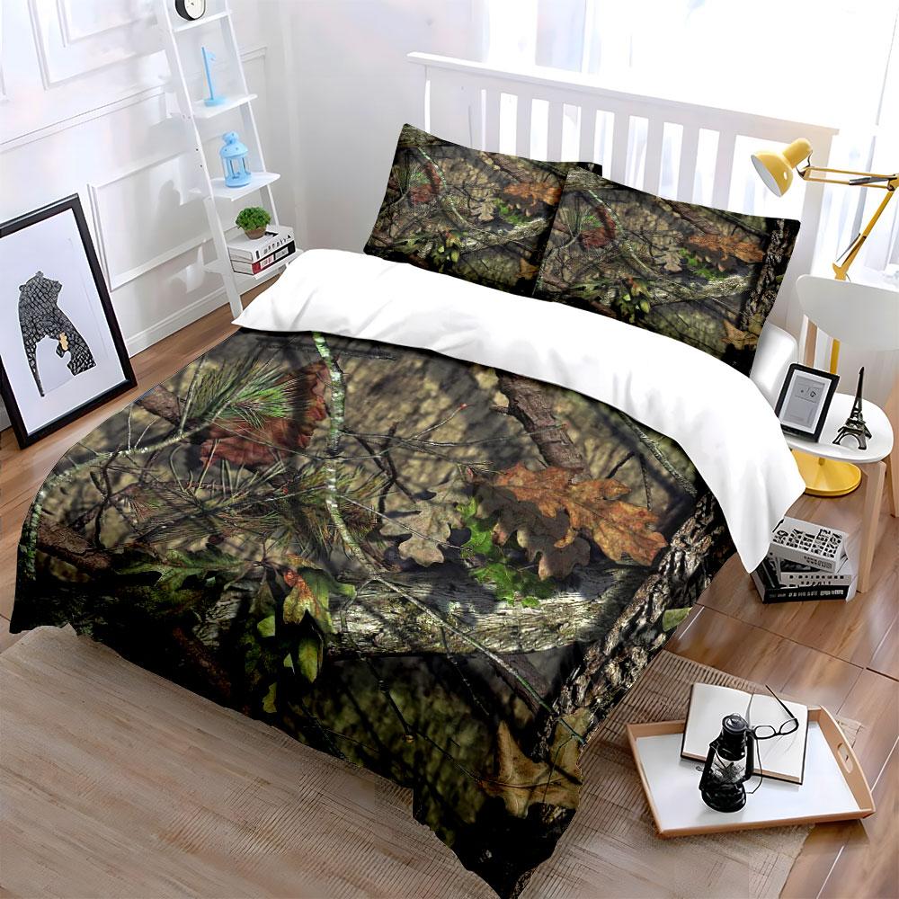 Grosstor Unisex Camouflage Three-Piece Set For Hunting Kid's And Adults' Bedroom Decor, Exquisite Three-Piece Bedding Set Gift