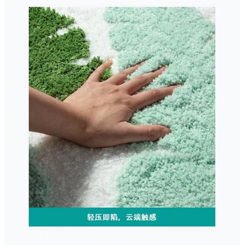 Plush Microfiber Bath Mat With Leaf Non-Slip Absorbent Floor Bathroom Kitchen Bedroom