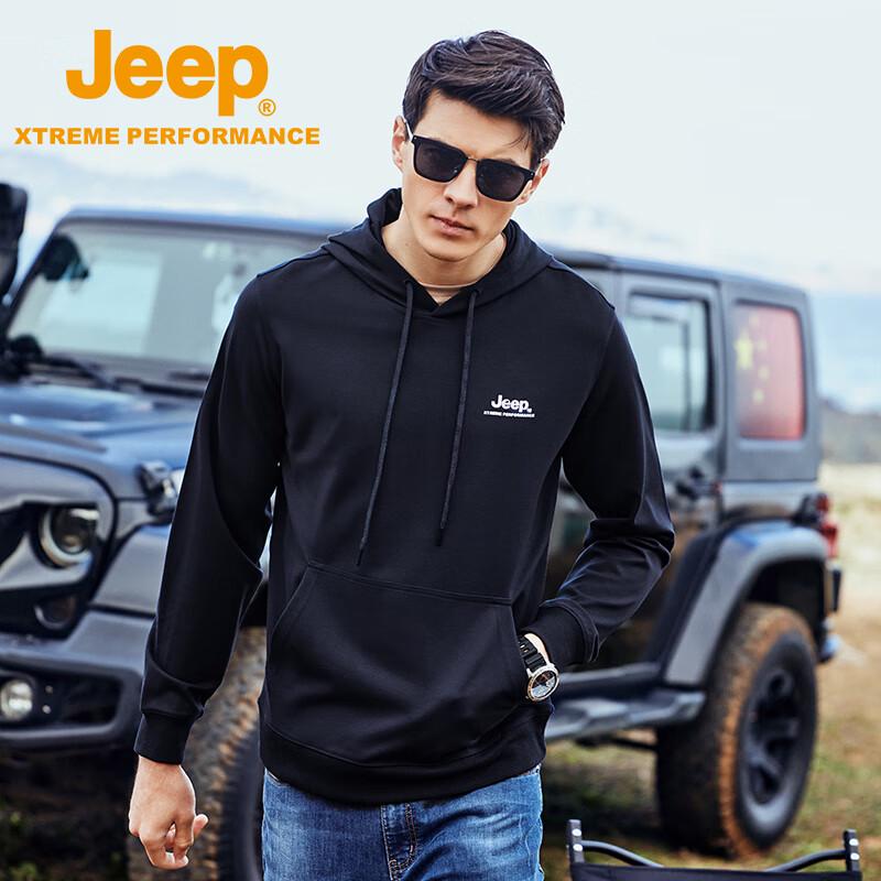 Jeep Men's Fleece-Lined Hooded Long Sleeve T-Shirt