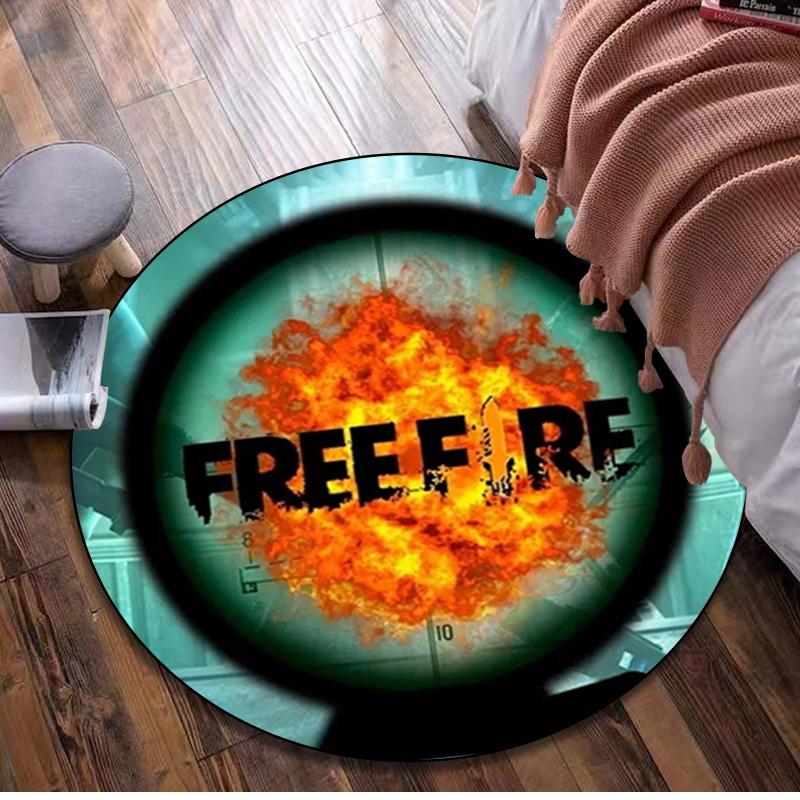 1Pc  Free Fire Circular Print Rug - Home Decoration Carpet For Living Room Bedroom Flooring Computer Chair Area Rug
