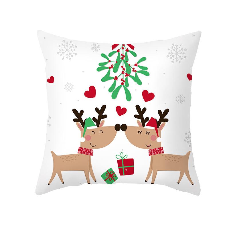 Home Products Christmas Cushion Cover Cartoon Letter Print Peach Skin Cushion Cover