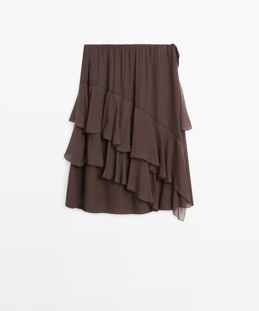 Masimodutti Frill Detail Fluid Midi Skirt