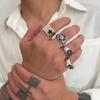 4pcs Black Five-Pointed Star Stainless Steel Rings Irregular Design Punk Couple Rings  Hiphop Style