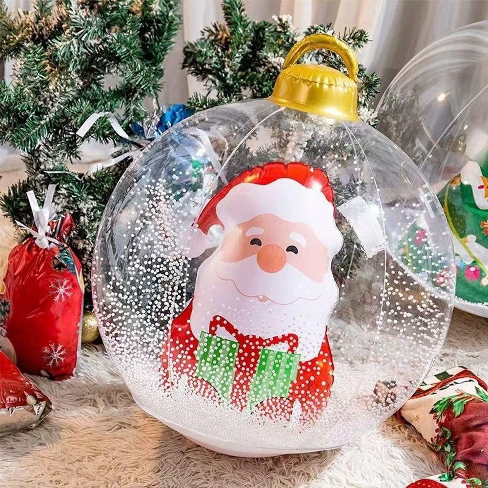 24 Inch Christmas Inflatable Waterproof PVC Material Giant Christmas Balls 60CM Size Clear Ball Holiday Decor Front Door Decor