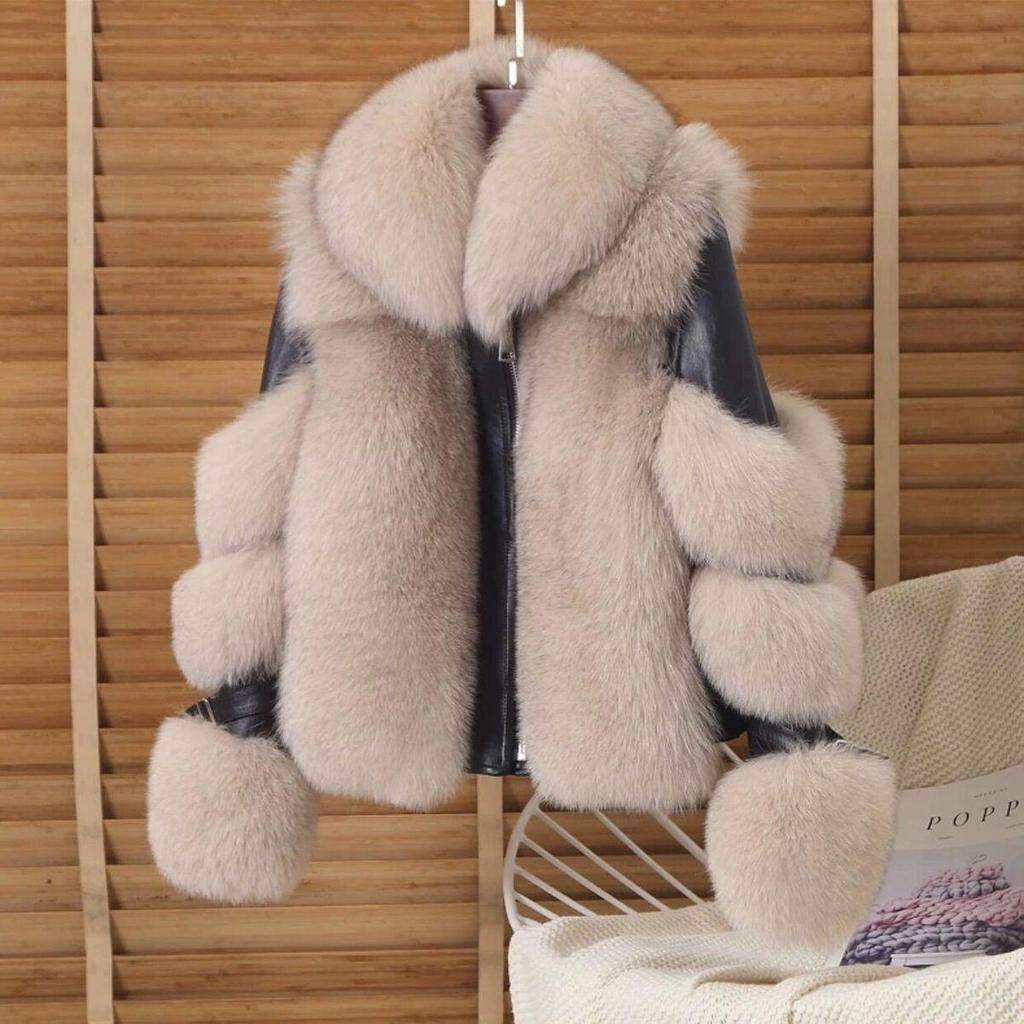 Winter New Imitation Fur Fox Fur Jacket Women's Short Locomotive Clothing Light Fashion Trend Cotton Warm