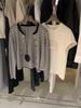 Korean High-End Black & White Striped Knit Cardigan for Women, Spring/Autumn, Inner Base Layer, Regular Shoulder, Cinched Waist, Short Top