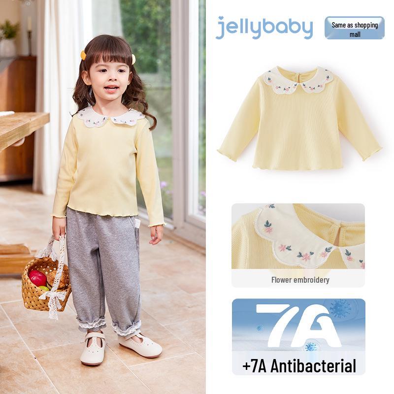 [2026 Early Spring] Children s Long-Sleeve Lapel T-Shirt - Girls  Base Layer Top 130 cm жёлтый
