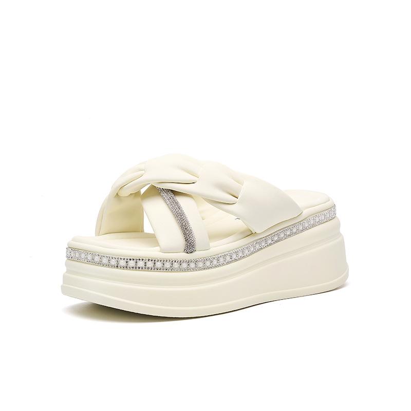 

2025 summer wear new thick bottom heightening muffin bottom casual Roman sandals 34 бежевый