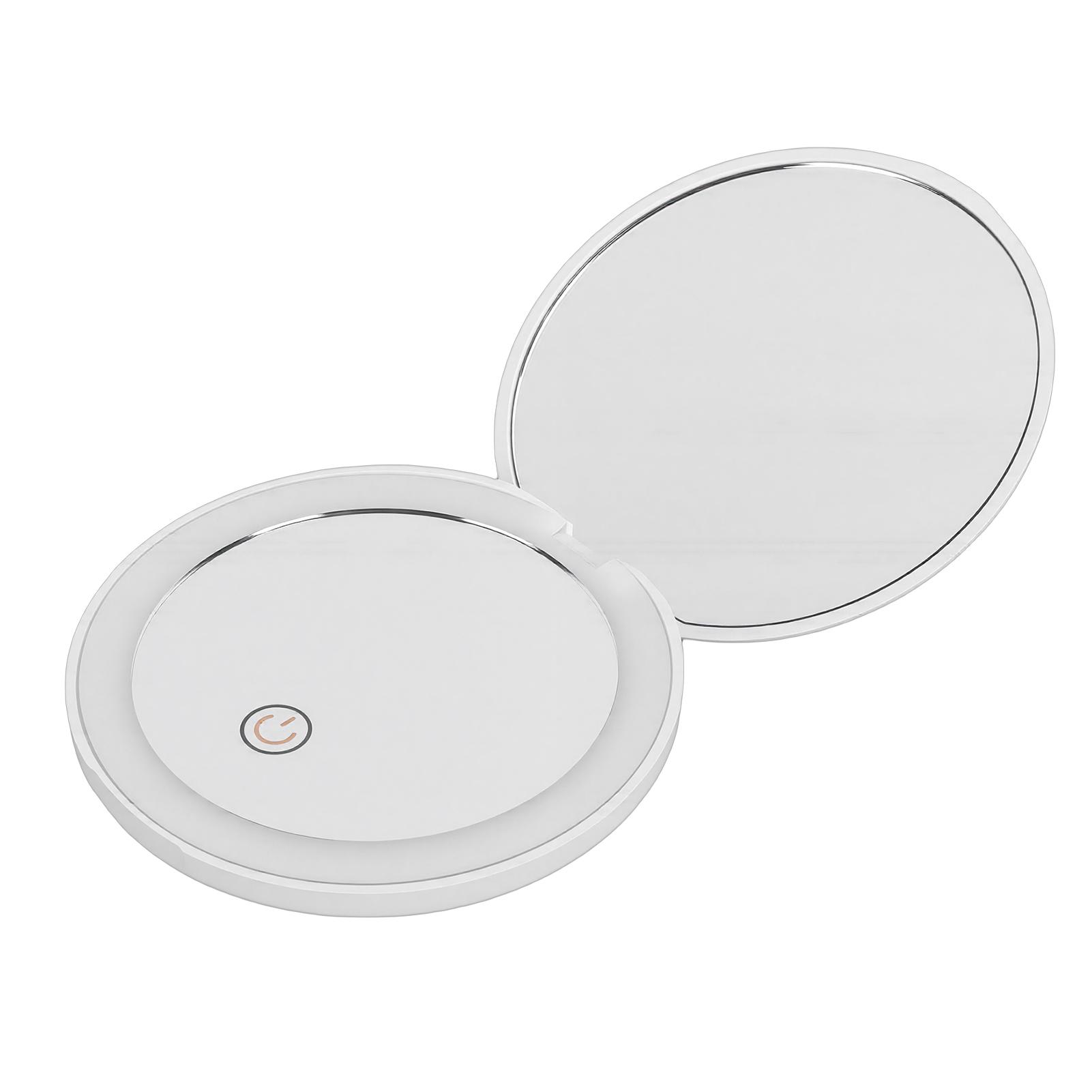

Compact Mirror with LED Light USB Rechargeable Folding Magnification Pocket Mirror Double Sided White