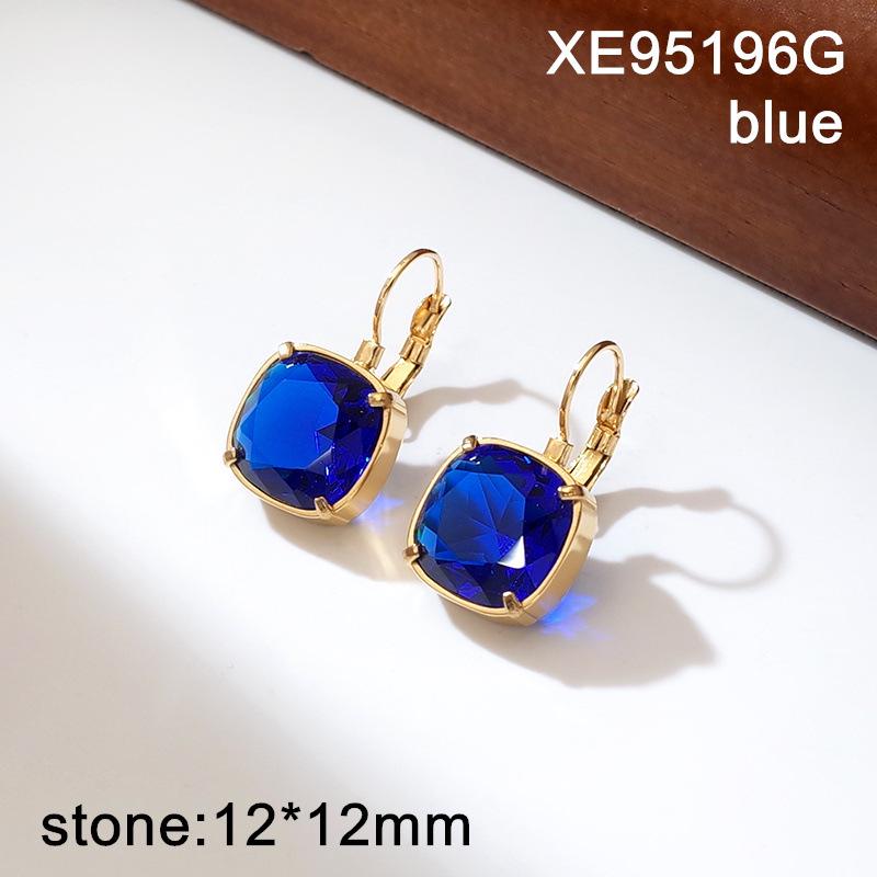 Gold-Plated Square Zirconia Earrings for Women, Hypoallergenic Backs, High-End Light Luxury Feel