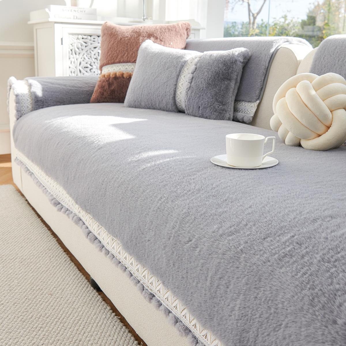 

Plush Sofa Cushion Leather Sofa Seat Cushion Sofa Cover Sofa Hair Towel Sofa Cover Anti-Cat Scratch Thickened Sofa Cover 70*70cm