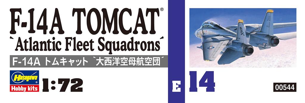 Hasegawa scale US Navy Tomcat Atlantic Carrier Air Plastic Silver 1/72 F-14A Carrier-Based Fighter, Wing, Model, E14,