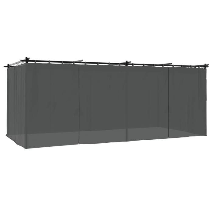 VidaXL Tonnelle avec rideaux anthracite 6x3 m acier, tonnelle de jardin, tonnelle de patio, pavillon de jardin, tonnelle 4003921