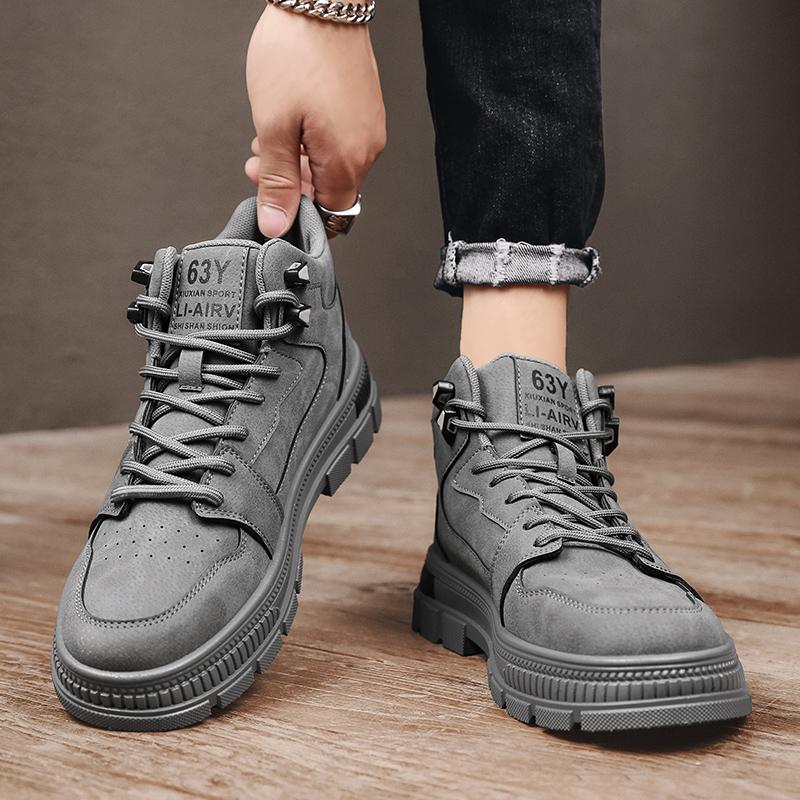 

2024 Men Autumn New Fashion Casual Wear-resistant Boots High-top Tooling Shoes Tide Boots British Canvas Shoes Boots 39