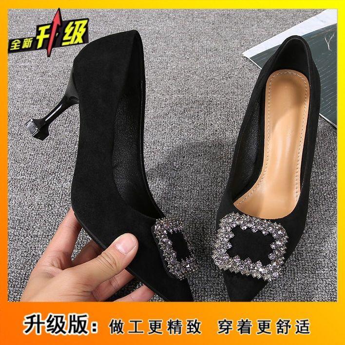 

New small size 34 large size 40 single shoes 2025 soft sole pointed professional stiletto black high heels women s work shoes 40