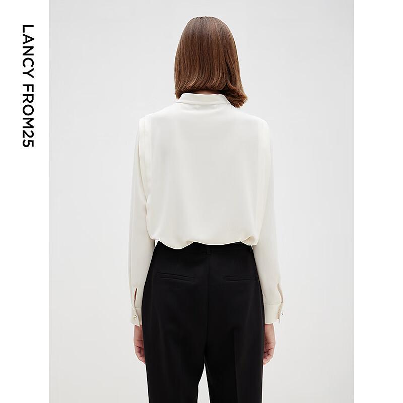 Lancy Commuter Style White Long-Sleeve Stand-Collar Shirt