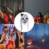 Halloween Clown Gesichtsbedeckung mit Haaren und Hut Horror Latex Gesichtsbedeckung für Erwachsene Halloween Kostümparty Requisiten