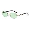 Popular Fashion Women Men Shades Oval Sun Glasses For Female Male Summer Traveling UV400 Rimless Sunglasses