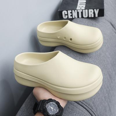 Zapatos de chef EVA de suela gruesa Baotou, zuecos deportivos antideslizantes y resistentes al desgaste, pantuflas frescas, cubrepiés realzantes, zapatos de enfermera masculinos y femeninos
