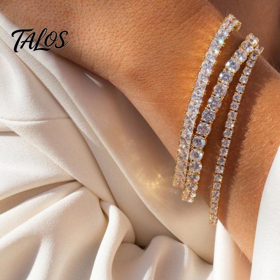 Shiny Faux Crystal Bracelet for Women, Silver/Golden Rhinestone Bangle Bracelet, Sparkling Skin Friendly Alloy Plated Cubic Zirconia with Secure Clasp