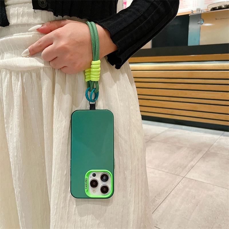 Fashion Lanyard Bracelet Silicone Metallic Aurora Matte New Case For iPhone 16 15 14 13 12 11 Pro Max X XS XR Soft Shockproof Cover