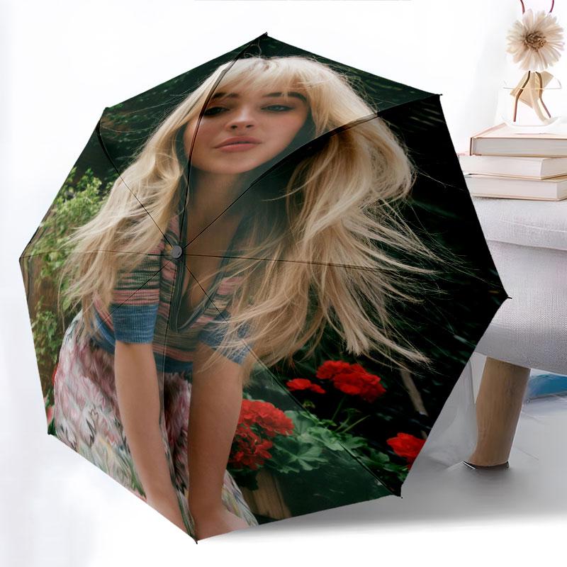 Sabrina Carpenter pattern, automatic folding umbrella, portable and foldable design, 8 ribs, a Christmas or birthday gift.