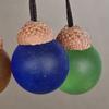 5Pcs Acorn Pendant Sea Glass Handmade Ornament with Natural Acorn Caps Small Nature Hanging