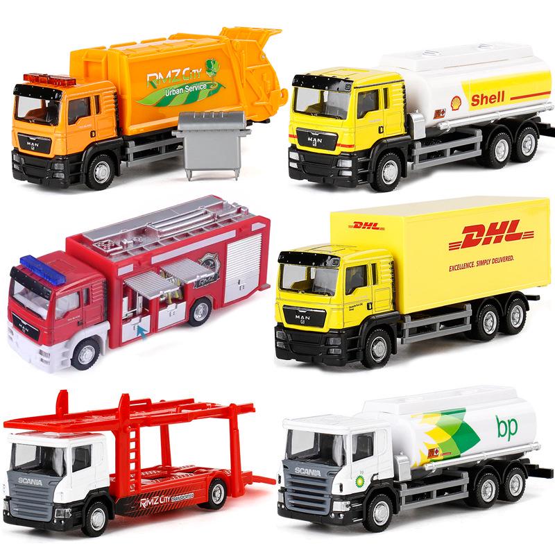 Ma Ke Da Alloy Car Model: Fire Truck, Tanker, Mixer, Garbage, Cement, Transport Vehicles