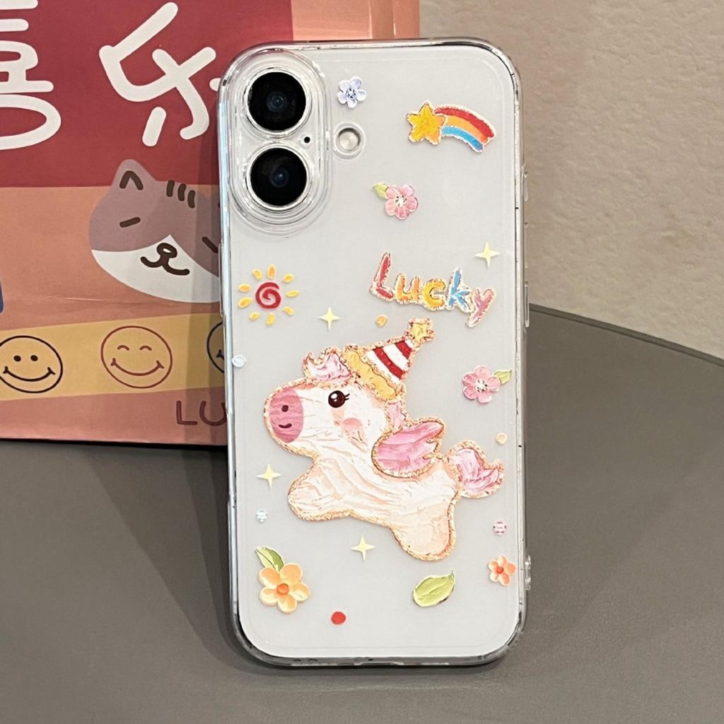 Pony mobile phone case for iPhone17 transparent 16promax soft 15 Apple 14 cute 13 female flowers 12 sets