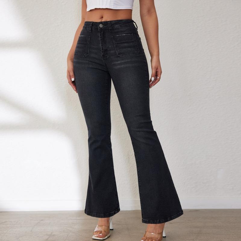 Spring and summer new slim-fitting micro-pull jeans women's high-waisted and thin hip-lifting horseshoe pants
