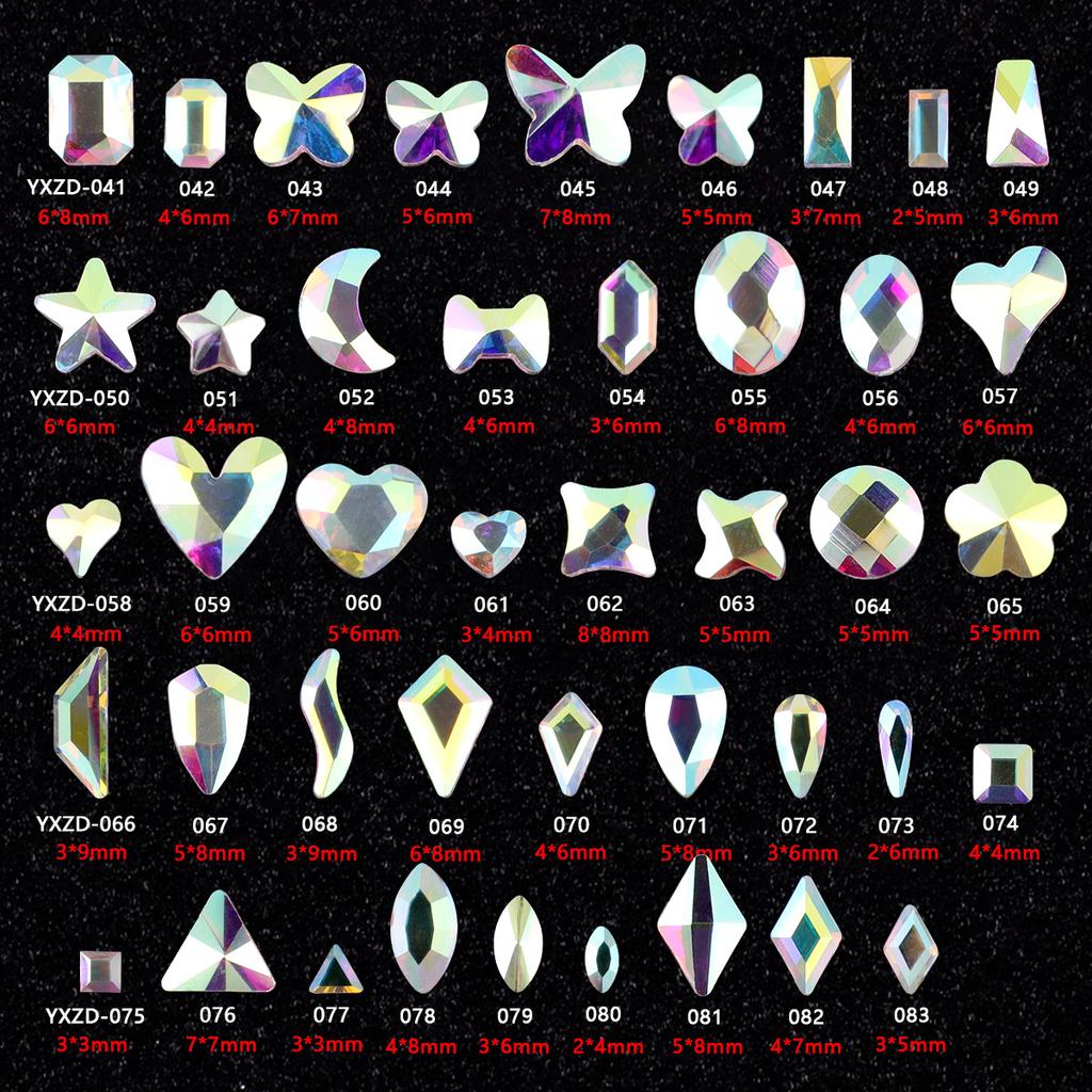 AB Farbe Flachboden Speziell geformter Diamant Symphonie Liebe Stern Schmetterling Nagel Glas Nagelkunst Tragen Nagel Kleiner Schmuck