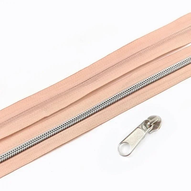 3/5/10M 5# Nylon Zipper Tape with Slider Bags Clothes Repair Zippers Plastic Coil Zip DIY Garment Replace Sewing Accessories