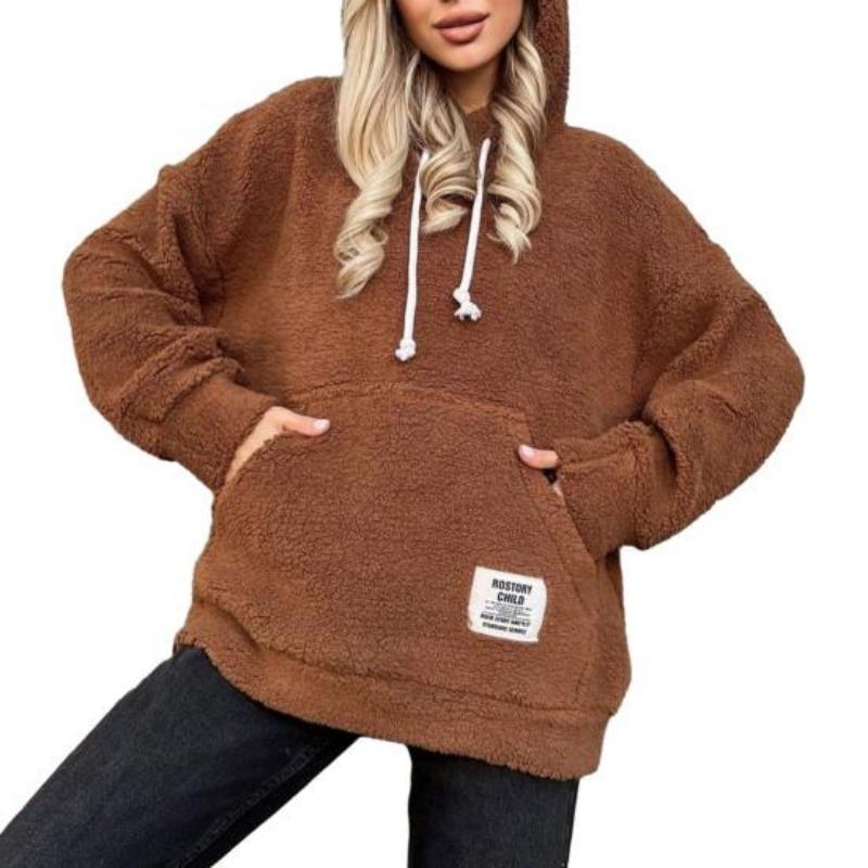 Fleece Women Sherpa Sweater Teddy Pullover Half Zipper Lambswool Fleece Tops Female Warm Coat Sweaters White Brown Hoodies