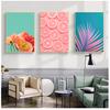 Colorful Pictures For Living Room Home Decor Tropical Plants Nordic S Palm Leaf Flower Orange Cat Wall Art Canvas Painting