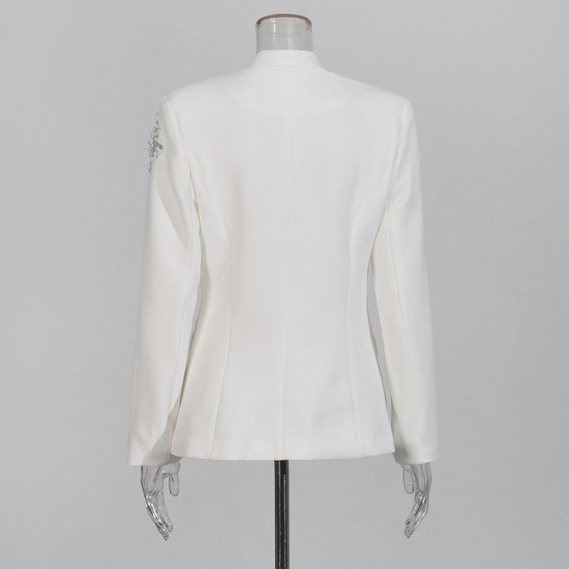 Frühjahr 2025 V-Ausschnitt Anzugjacke mit Rautendetails für Damen