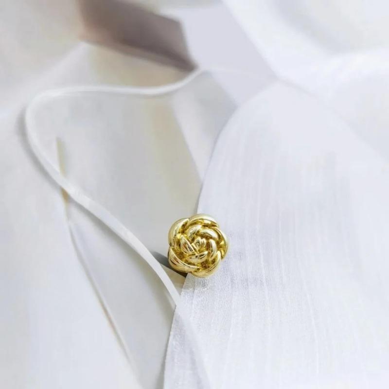 10pcs Small Metal Flower Buttons 10mm/12.5mm Gold Color Rose Shank Buttons Women's Clothing Accessories