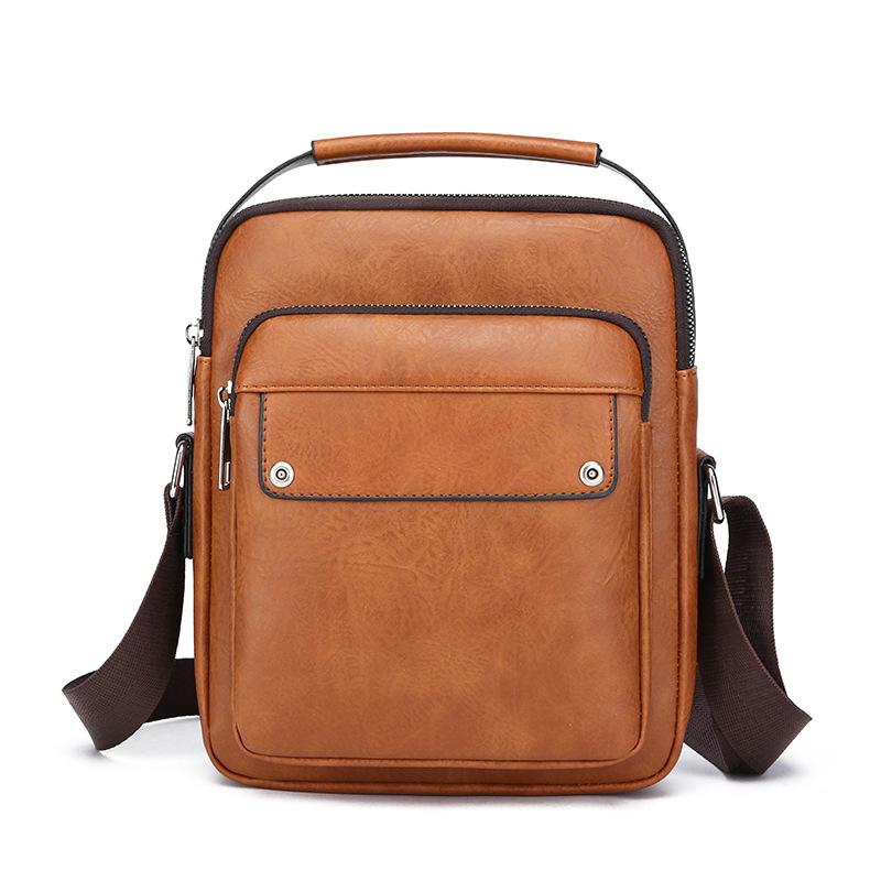 2025 Vintage Men Shoulder Crossbody Bags PU Leather Waterproof Tote Bags Waterproof Travel Commuting Handbags