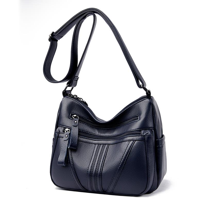 Кожаная сумка Женская сумка среднего возраста Сумка через плечо для матери чёрный — фото 7